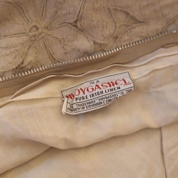 Moygashel vintage Irish linen floral cut out lace sheath dress size M - Picture 5 of 10